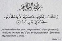 If you give thanks I will give you more and if you are ungrateful then know that My punishment is severe - Quran - Ibrahim - 14-7